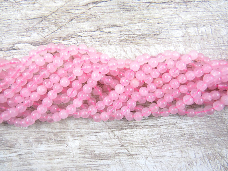 85 beads Semi-precious Pink Quartz 4mm round (Pink Quartz 4mm 1 string-85 beads)