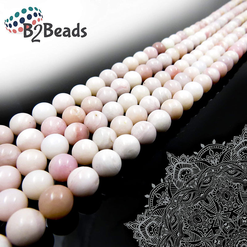 Pink Opal Semi-precious stones 6mm round, 60 beads/15" rope (Rose Opal 6mm 1 rope of 60 beads)