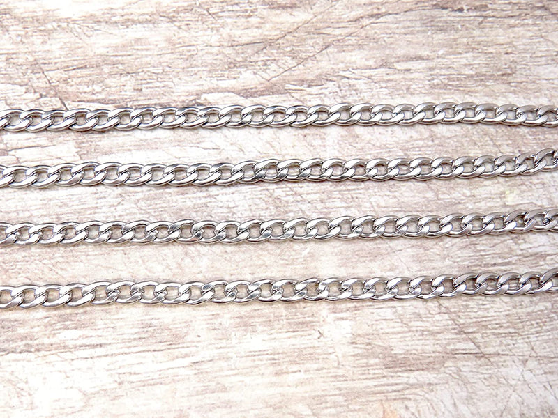 5m Stainless Steel Flat Round Curb Chain 5.2x7.5mm