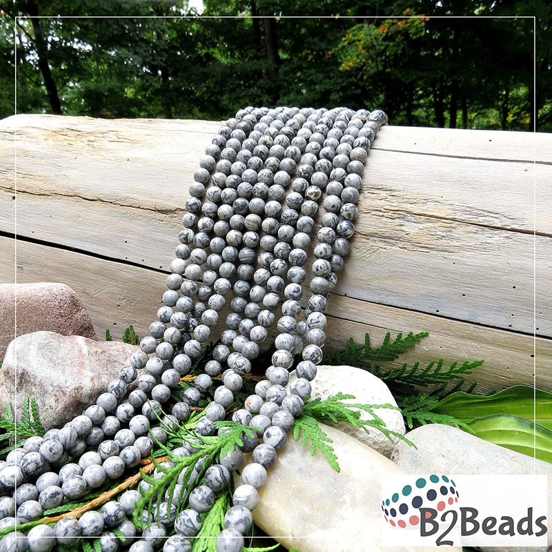 Jasper Mapstone Semi-precious stones 8mm round, 45 beads/15" rope (Jasper Mapstone 1 rope-45 beads)