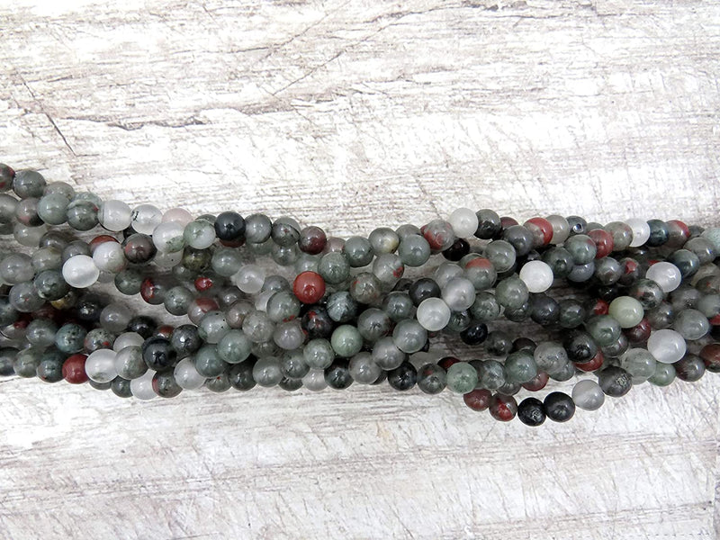 Semi-precious stones 6mm round, 60 beads/15" rope (African Bloodstone 6mm 2 ropes-120 beads)
