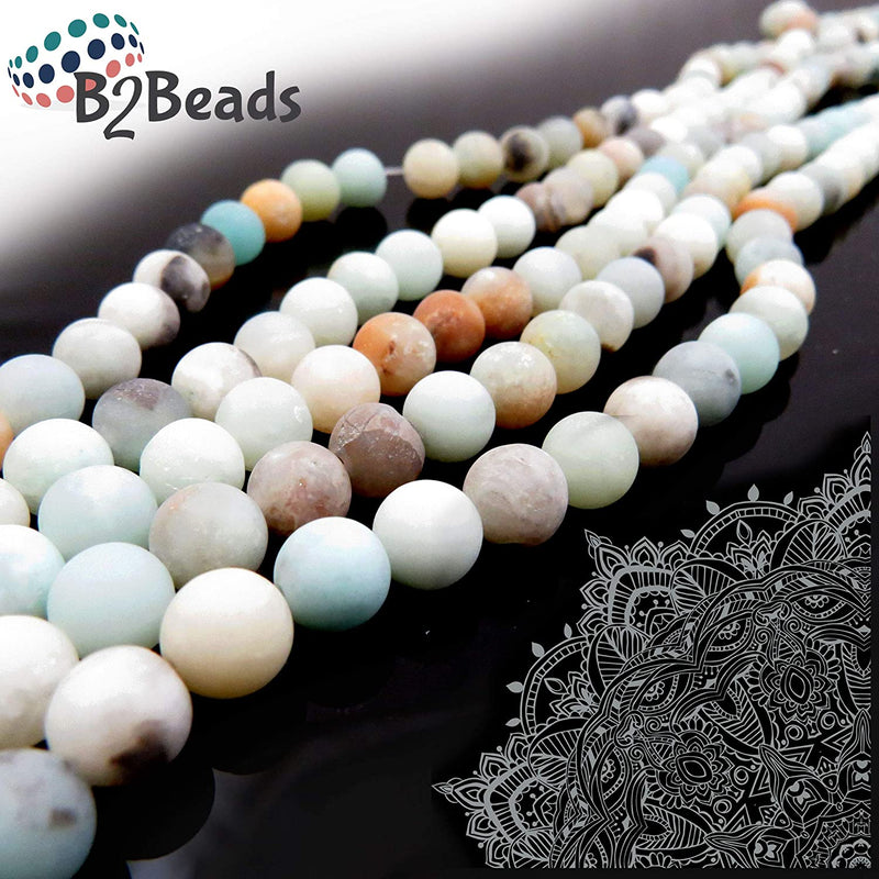 Natural Brown Amazonite Semi-precious Stone Matte, beads round 8mm, 45 beads/15" rope (Brown Amazonite 1 rope-45 beads)