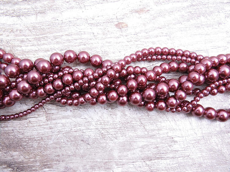 556pcs Collection de Perles de Verre, 4 formats 4-6-8-10mm couleur Fuchsia