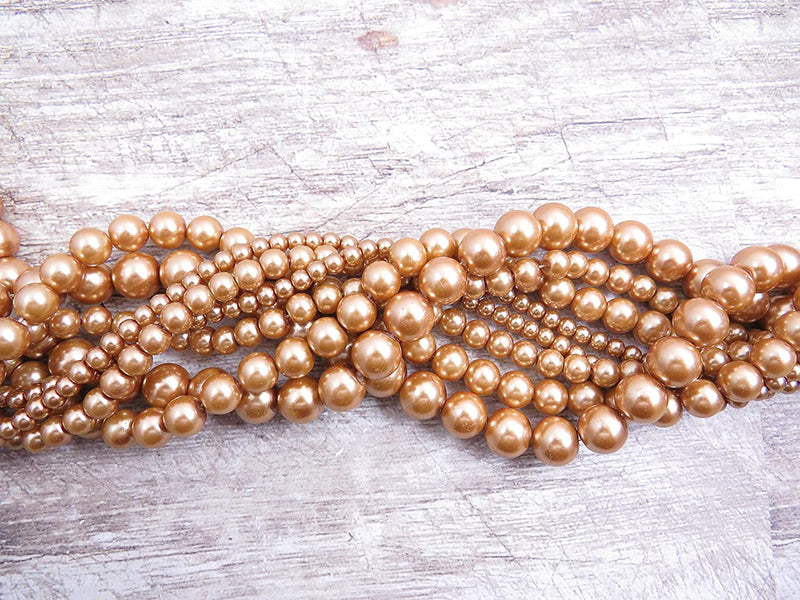 556pcs Glass Beads Collection, 4 sizes 4-6-8-10mm Antique Gold color