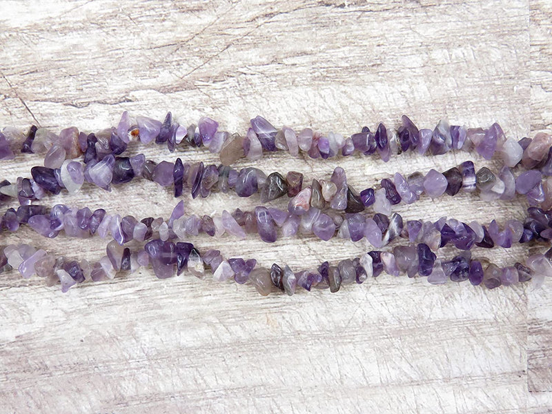 Amethyst Chips semi-precious stone, 2 strings 32" each, beads irregular size 4 to 7mm