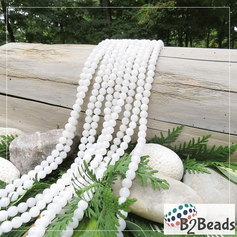 Snow Quartz Semi-precious stones 8mm round, 45 beads/15" rope (Snow Quartz 1 rope-45 beads)