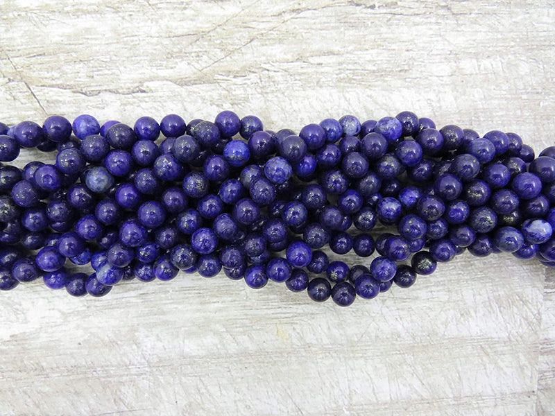 Lapis Lazuli Pierres semi-précieuses 6mm ronde, 60 billes/15” corde (Lapis Lazuli 6mm 2 cordes-120 billes)