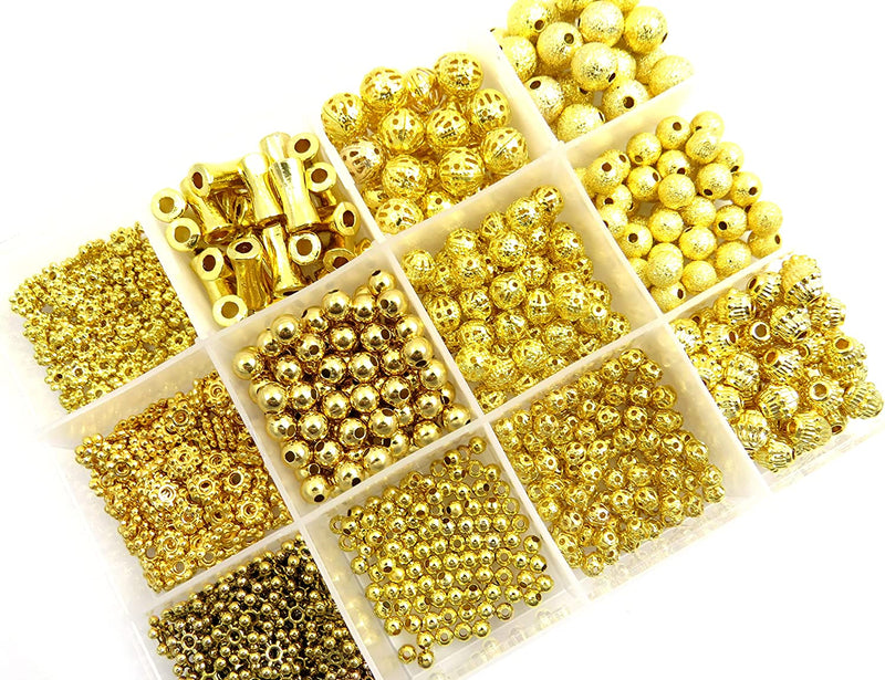815 pcs Gold plated metal collection box beads , 12 Styles