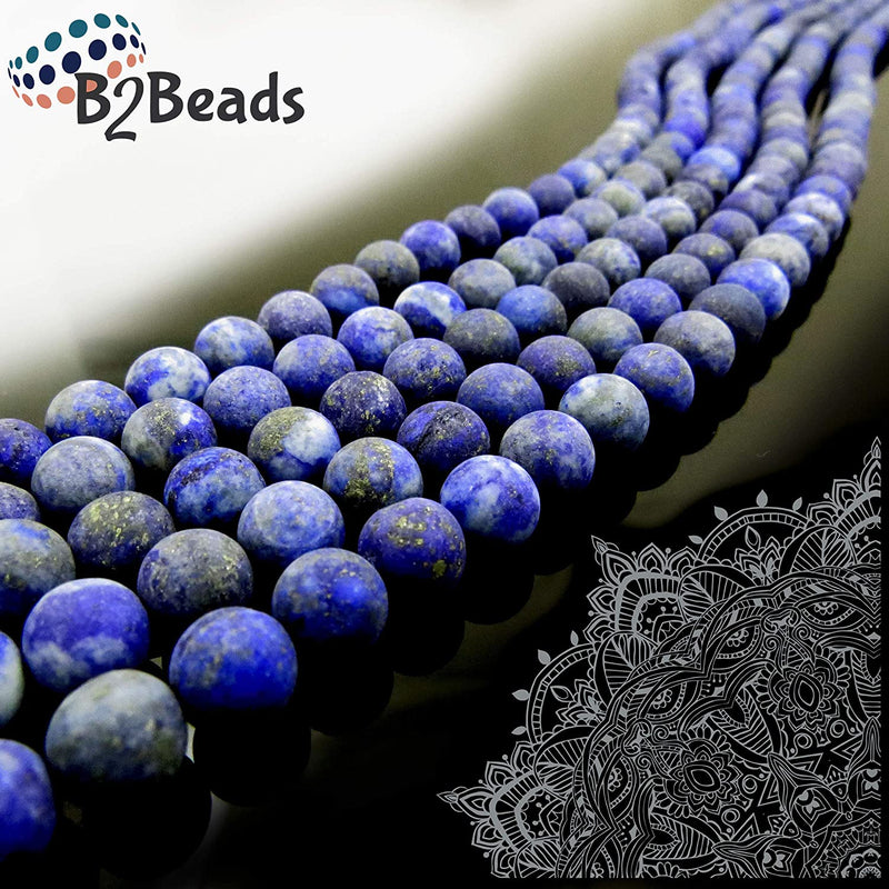Lapis Lazuli Semi-precious Stone Matte, beads round 8mm, 45 beads/15" string (Lapis Lazuli 2 strings-90 beads)