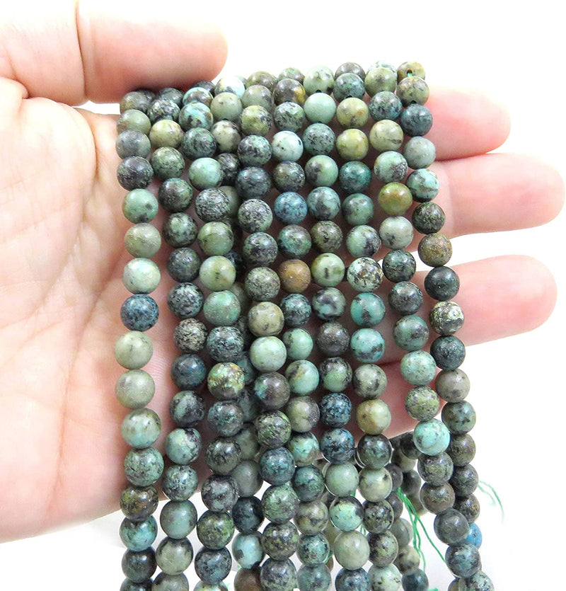 African Turquoise Semi-precious stones 6mm round, 60 beads/15" rope (African Turquoise 6mm 2 ropes-120 balls)