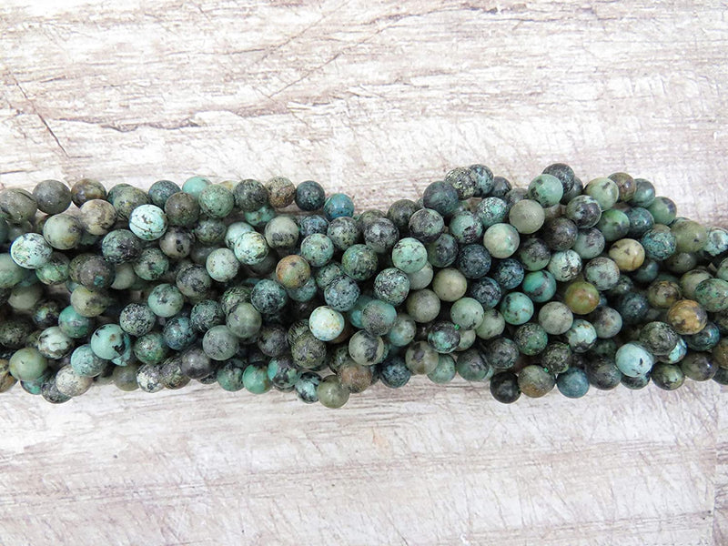African Turquoise Semi-precious stones 6mm round, 60 beads/15" rope (African Turquoise 6mm 2 ropes-120 balls)