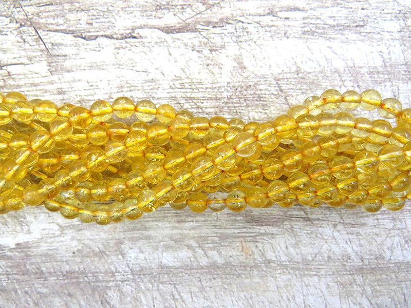 Citrine Semi-precious stones 6mm round, 60 beads/15" string (Citrine 6mm 2 strings-120 beads)
