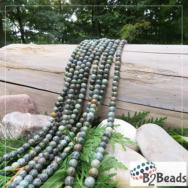 African Turquoise Semi-precious stones 8mm round, 45 beads/15" rope (African Turquoise 2 ropes-90 beads)