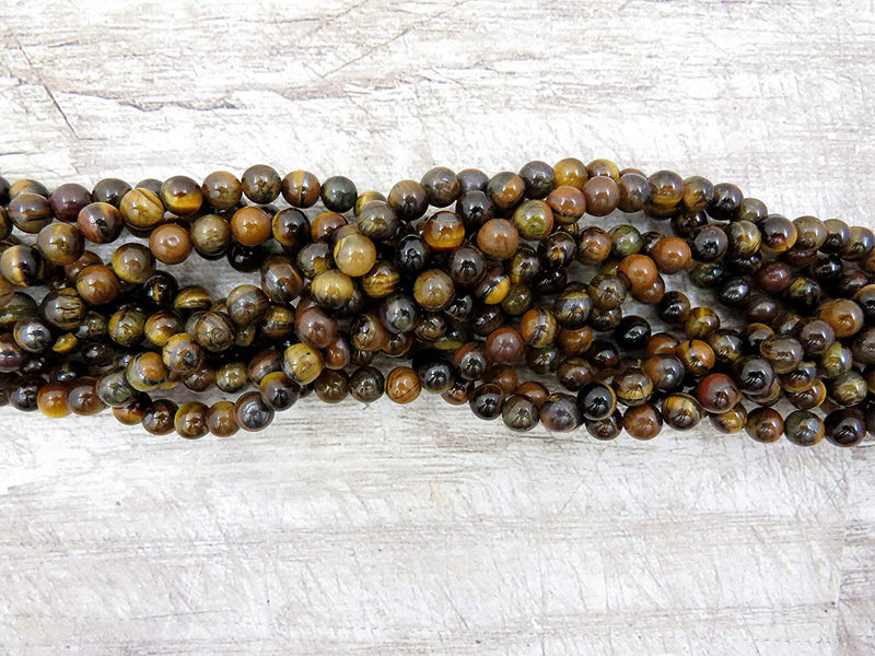 Tiger Eye Semi-precious stones 6mm round, 60 beads/15" rope (Tiger Eye 6mm 1 rope of 60 beads)