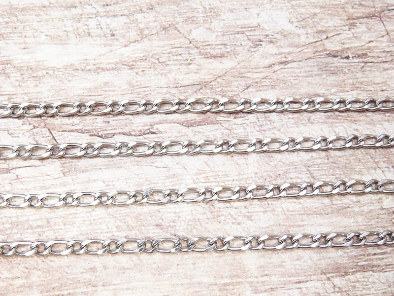 10m Figaro Stainless Steel Chain 4.3x6mm-4.3x8.5mm4