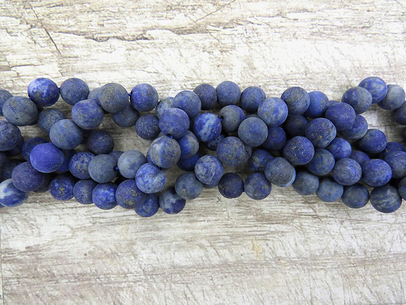 Lapis Lazuli Pierre semi-précieuse Matte, billes rondes 8mm, 45 billes/15” corde (Lapis Lazuli 1 corde-45 billes)