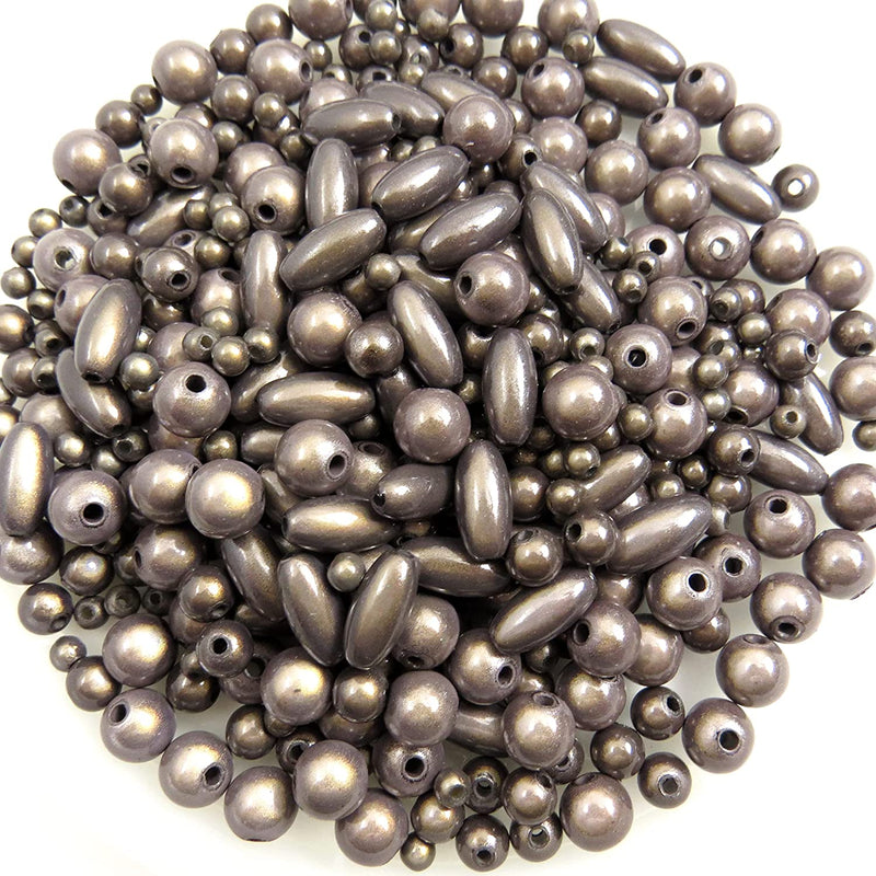 450 pcs Miracle Beads, billes en acrylique, Mix de 4 styles 4,6,8mm et 6x12 oval, Gris