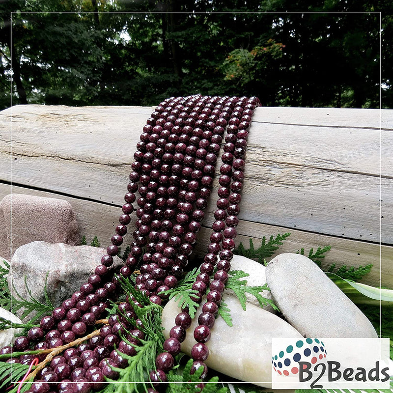 Garnet Semi-precious stones 8mm round, 45 beads/15" rope (Garnet 2 ropes-90 beads)