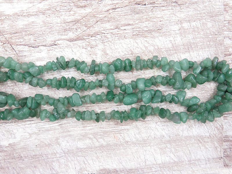 Green Aventurine Chips Semi-precious stone, 2 strings 32" each, beads irregular size 4 to 7mm