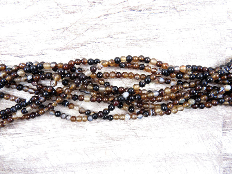 85 beads Semi-precious Brown Lace Agate 4mm round (Brown Lace Agate 4mm 1 string-85 beads)