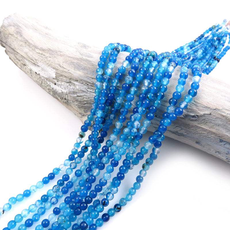 170 beads Semi-precious Blue Lace Agate 4mm round (Blue Lace Agate 4mm 2 strings-170 beads)