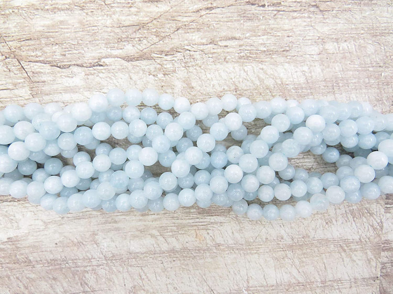 Aquamarine Semi-precious stones 6mm round, 60 beads/15" rope (Aquamarine 6mm 2 ropes-120 beads)