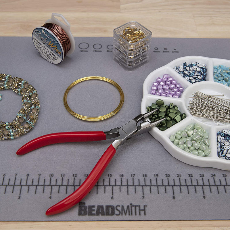 The Beadsmith Platinum Series Combo Pince à bout rond et cutter (pince à chapelet) avec poignées en PVC - Qualité allemande - 5,5 pouces (140 mm)