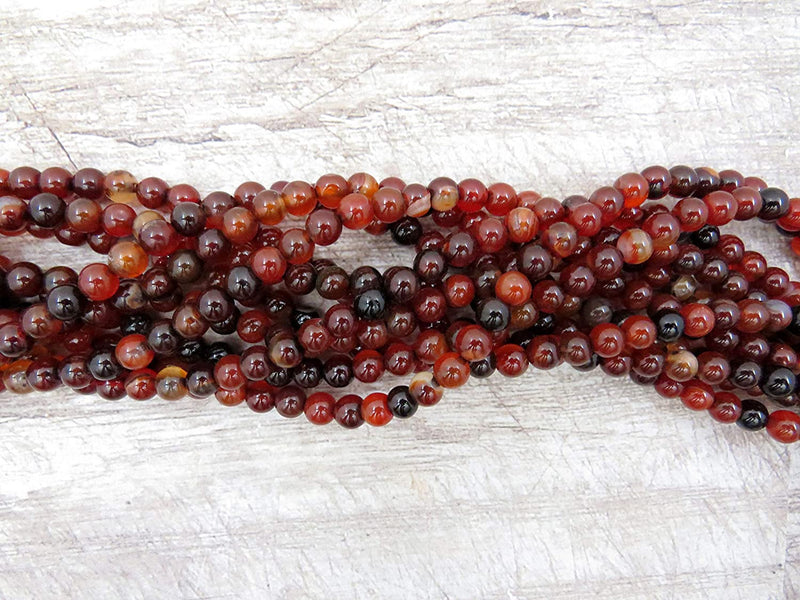 Natural Agate Semi-precious stones 6mm round, 60 beads/15" rope (Natural Dark Agate 6mm 2 ropes-120 beads)