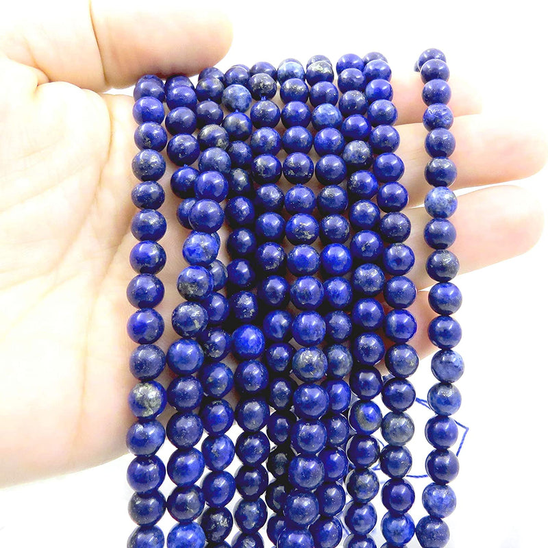 Lapis Lazuli Semi-precious stones 6mm round, 60 beads/15" rope (Lapis Lazuli 6mm 1 rope of 60 beads)