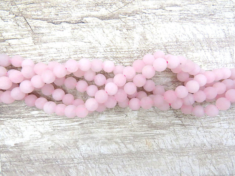 Semi-precious Stone Matte beads 6mm round, 60 beads/15" string (Rose Quartz 6mm 1 string of 60 beads)