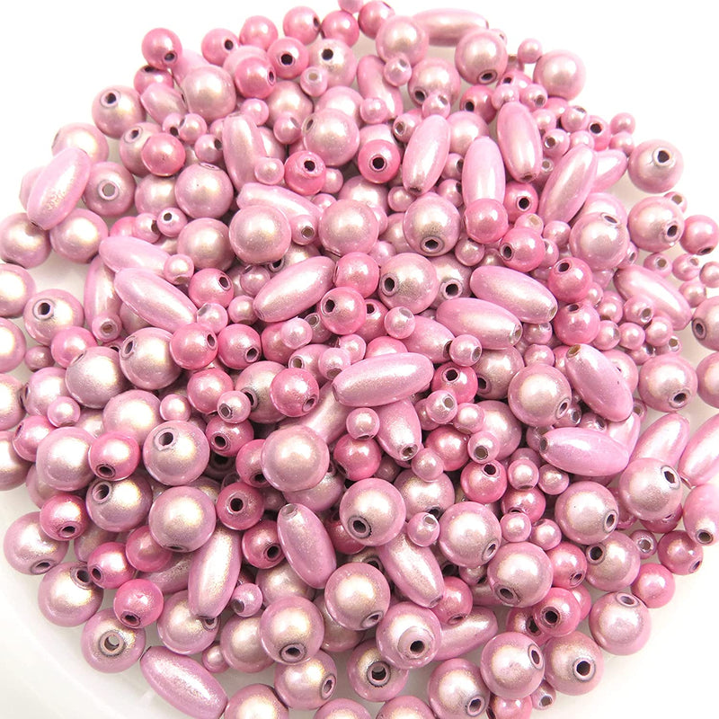 450 pcs Miracle Beads, beads acrylic, Mix of 4 styles 4,6,8mm and 6x12 oval, Pink