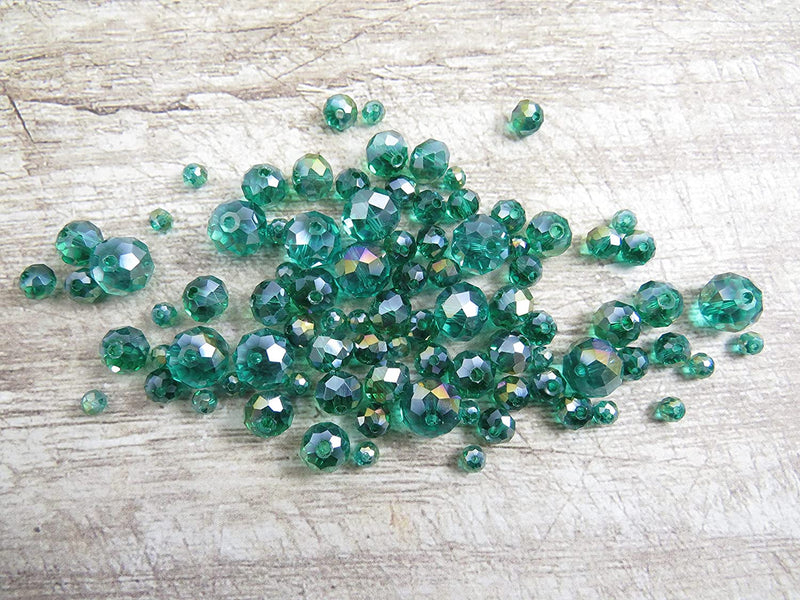300 pcs Faceted Crystal Rings, Mix of 4 sizes, Teal AB