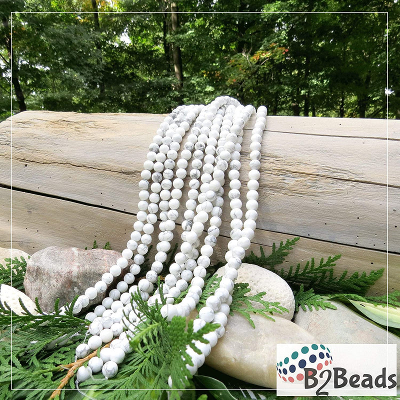 Howlite Semi-precious stones 6mm round, 60 beads/15" rope (Howlite 6mm 1 rope of 60 beads)