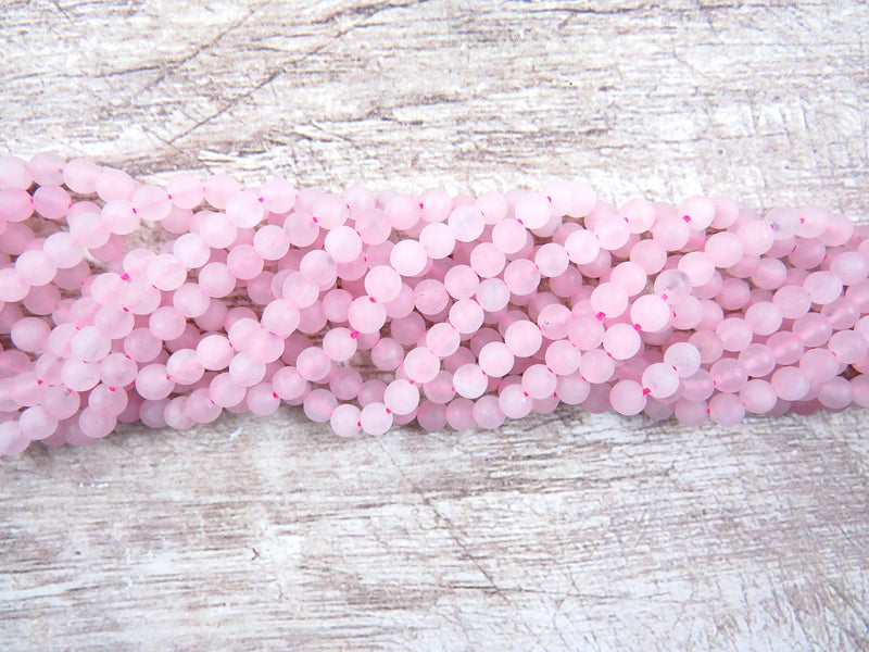 170 beads Semi-precious Rose Quartz Matte 4mm round (Rose Quartz Matte 4mm 2 strings-170 beads)