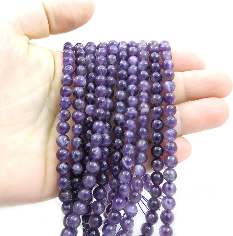Amethyst Semi-precious stones 6mm round, 60 beads/15" string (Amethyst 6mm 2 strings-120 beads)