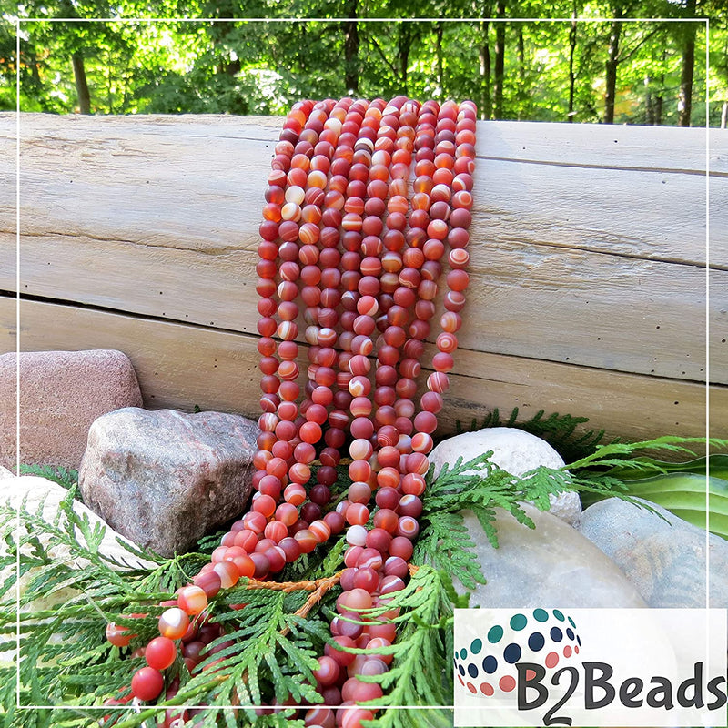 Red Lace Agate Semi-precious Stone Matte, beads round 8mm, 45 beads/15" cord (Red Lace Agate 2 cords-90 beads)