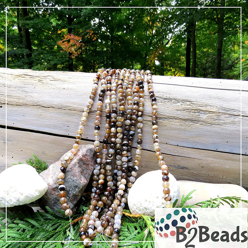 Brown Lace Agate Semi-precious stones 6mm round, 60 beads/15" rope (Brown Lace Agate 6mm 1 rope of 60 beads)