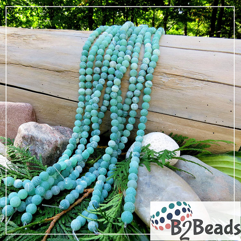 Green Fire Crackle Agate Semi-precious Stone Matte, beads round 8mm, 45 beads/15" rope (Green Fire Crackle Agate 1 rope-45 beads)