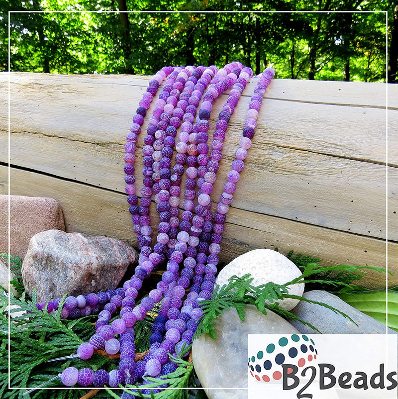 Purple Fire Crackle Agate Semi-precious Stone Matte, beads round 8mm, 45 beads/15" cord (Purple Fire Crackle Agate 1 cord-45 beads)