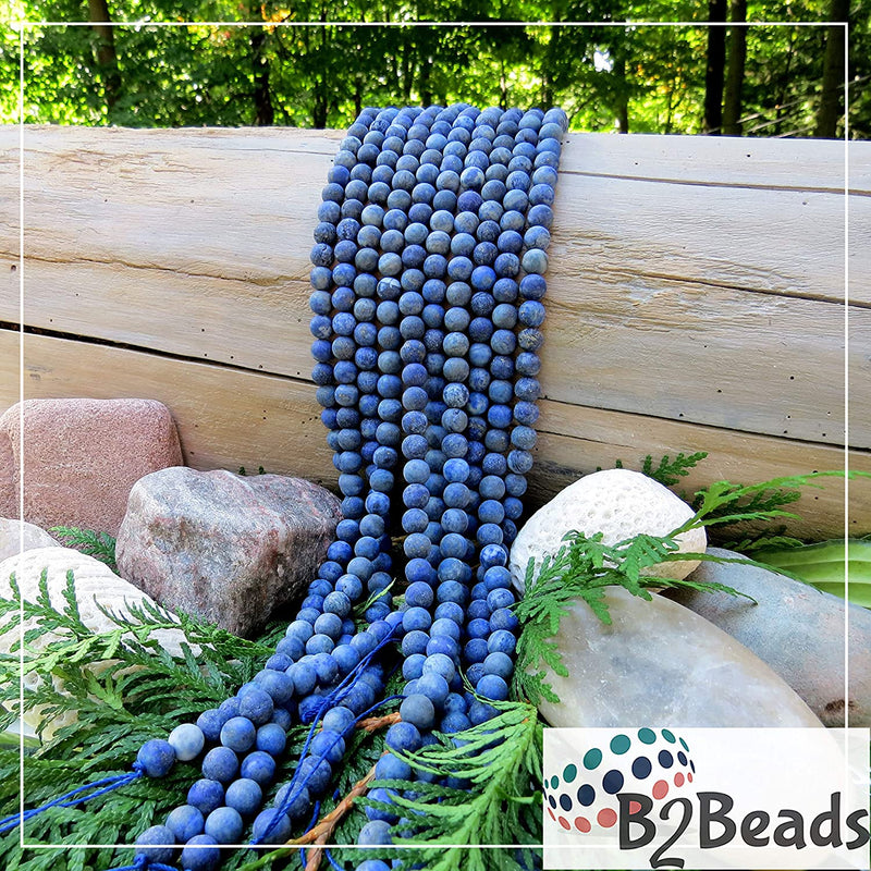 Lapis Lazuli Pierre semi-précieuse Matte, billes rondes 8mm, 45 billes/15” corde (Lapis Lazuli 1 corde-45 billes)