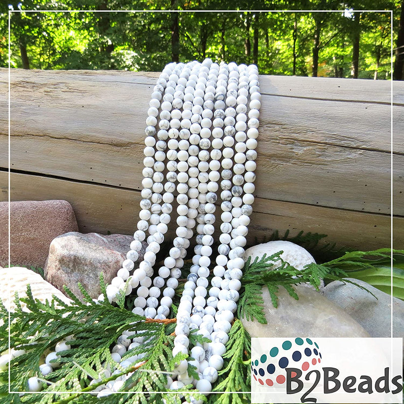 Howlite Semi-precious Stone Matte beads 6mm round, 60 beads/15" rope (Howlite 6mm 1 rope of 60 beads)
