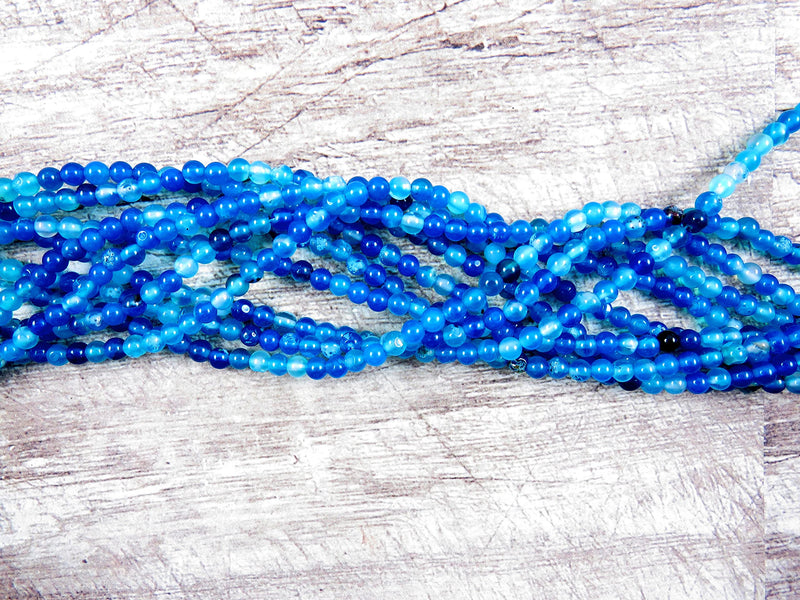 85 beads Semi-precious Blue Lace Agate 4mm round (Blue Lace Agate 4mm 1 string-85 beads)