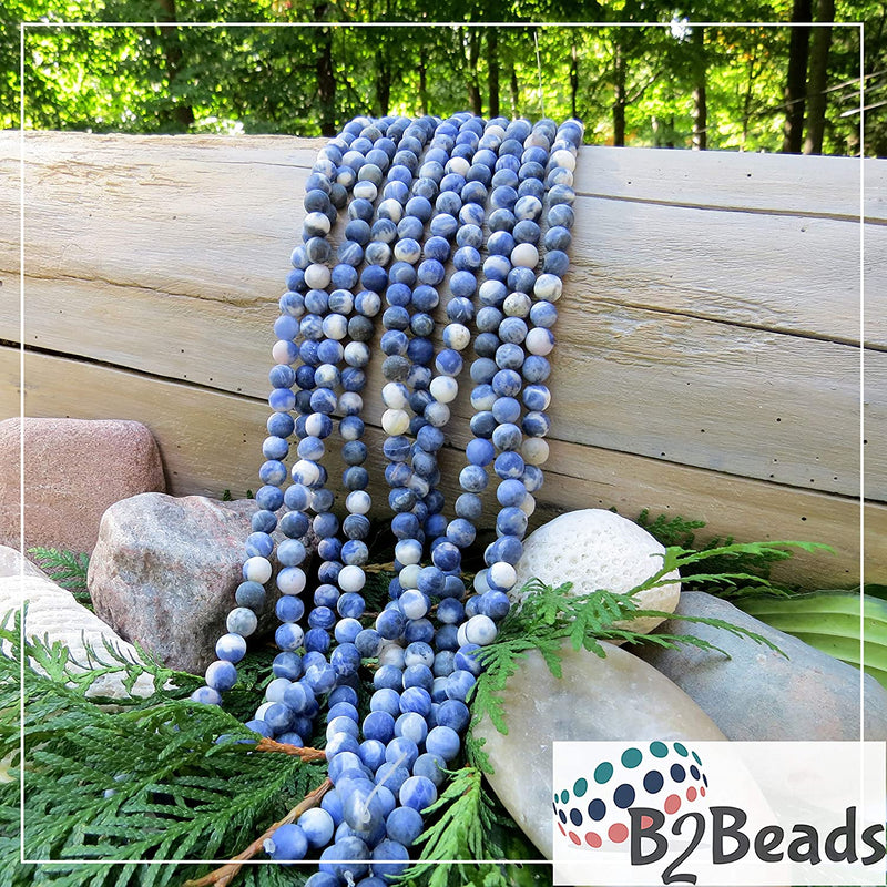 Sodalite Semi-precious Stone Matte beads 6mm round, 60 beads/15" string (Sodalite 6mm 2 strings-120 beads)