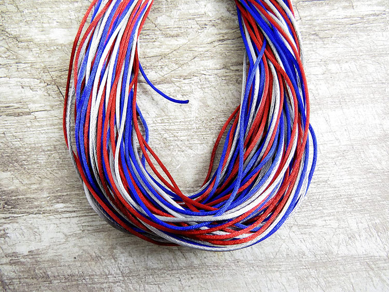 30m Rattail 1mm Silky Cord, 3 assorted colors
