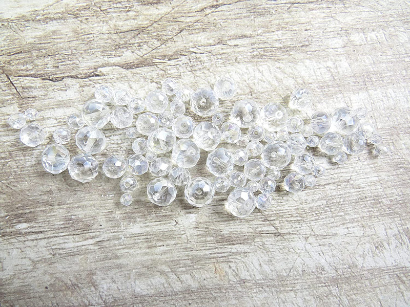 300 pcs Faceted Crystal Rings, Mix of 4 sizes, Crystal AB